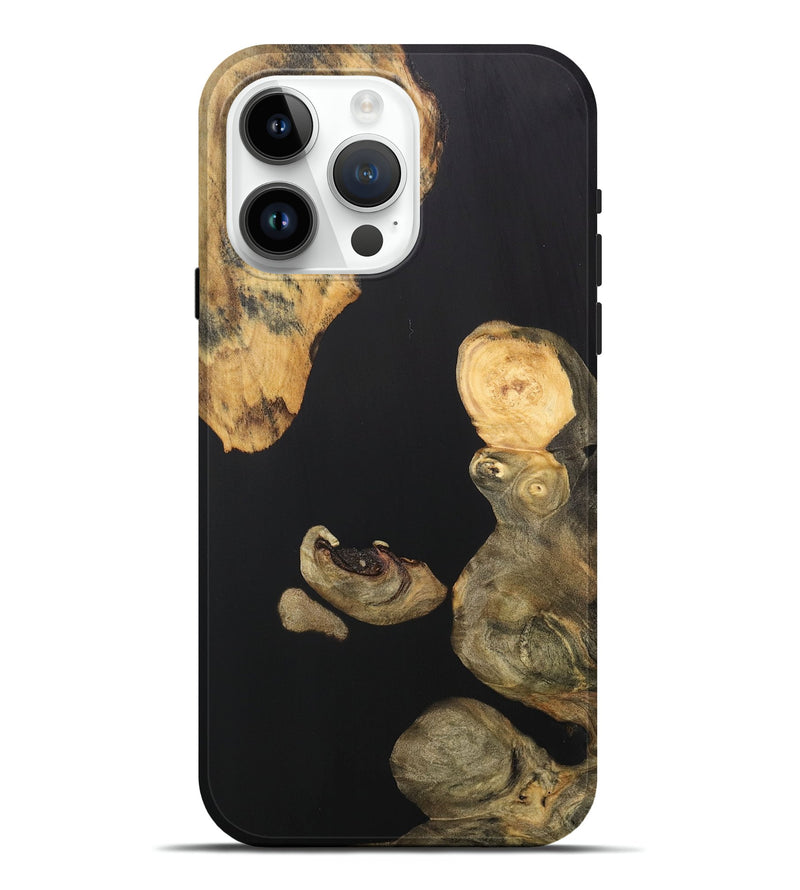 iPhone 15 Pro Max Wood+Resin Live Edge Phone Case - Leslie (Pure Black, 706514)