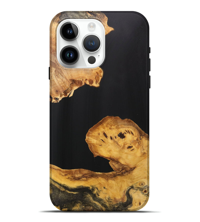 iPhone 15 Pro Max Wood+Resin Live Edge Phone Case - Aiden (Pure Black, 706515)