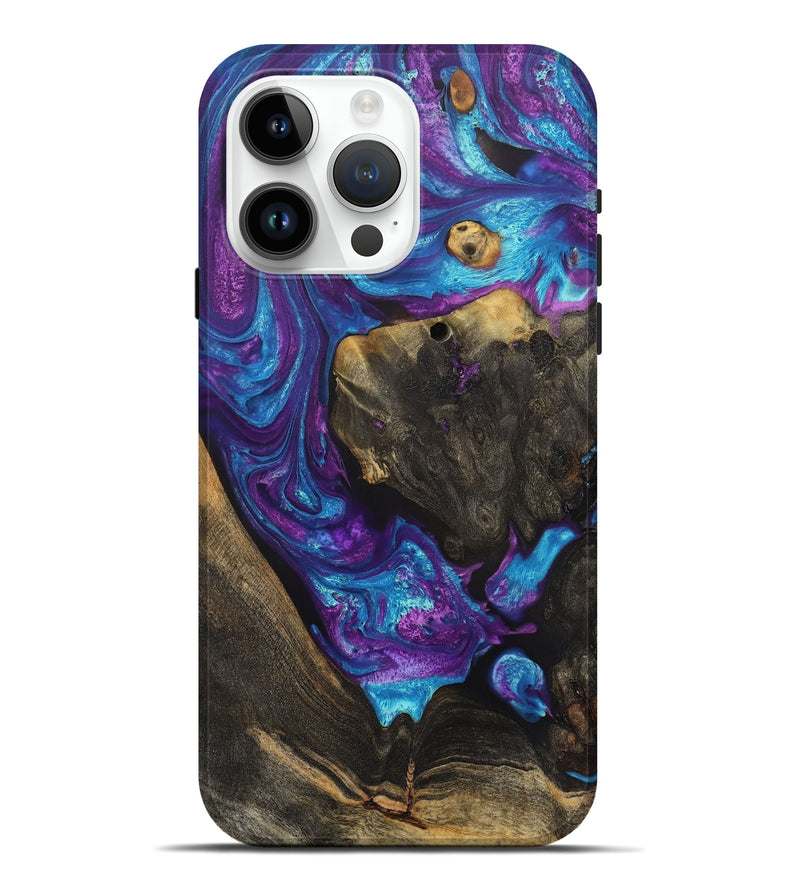 iPhone 15 Pro Max Wood+Resin Live Edge Phone Case - Malachi (Purple, 706530)