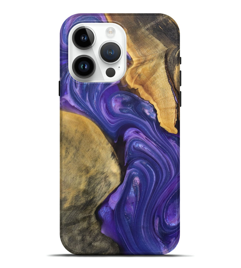 iPhone 15 Pro Max Wood+Resin Live Edge Phone Case - Landen (Purple, 706531)