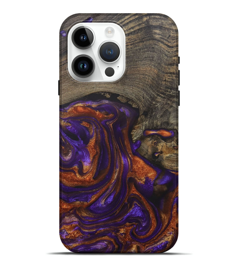 iPhone 15 Pro Max Wood+Resin Live Edge Phone Case - Darius (Purple, 706534)