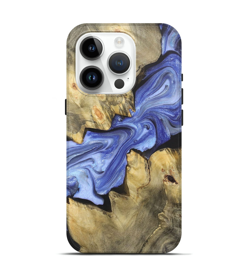 iPhone 15 Pro Wood+Resin Live Edge Phone Case - Jalen (Blue, 706542)