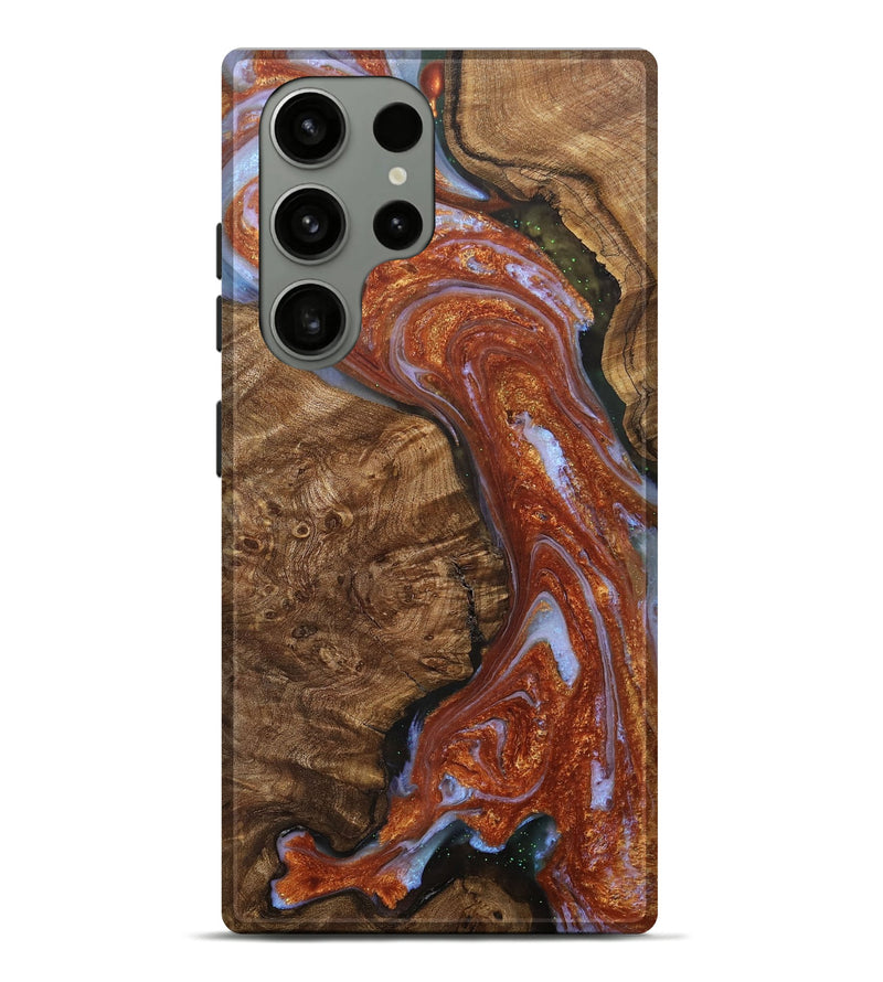 Galaxy S23 Ultra Wood+Resin Live Edge Phone Case - Eden (Teal & Gold, 706547)