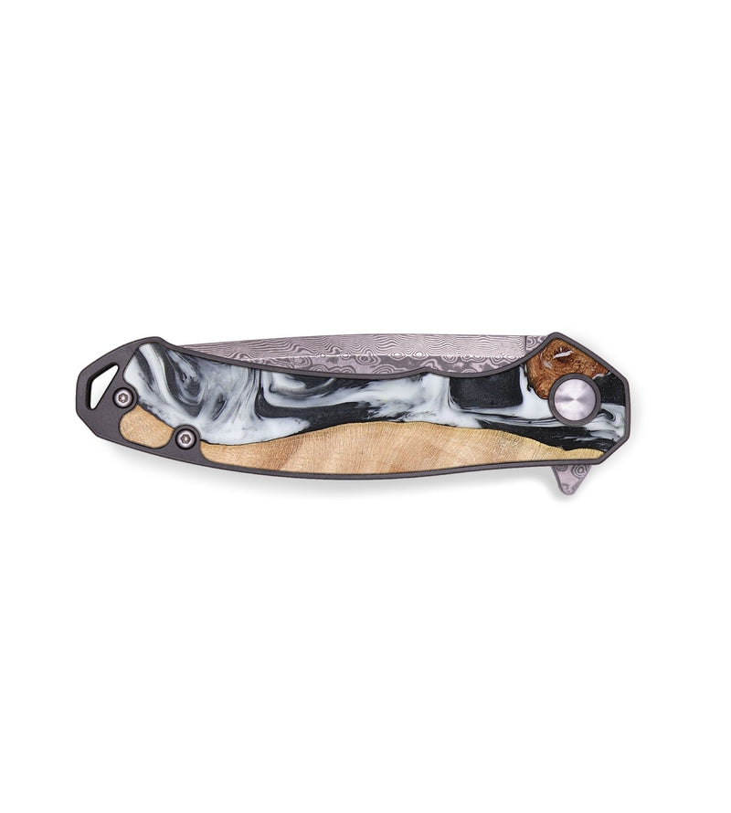 EDC Wood+Resin Pocket Knife - Rickey (Black & White, 706839)