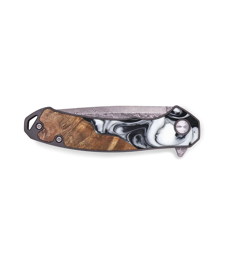 EDC Wood+Resin Pocket Knife - Terri (Black & White, 706841)