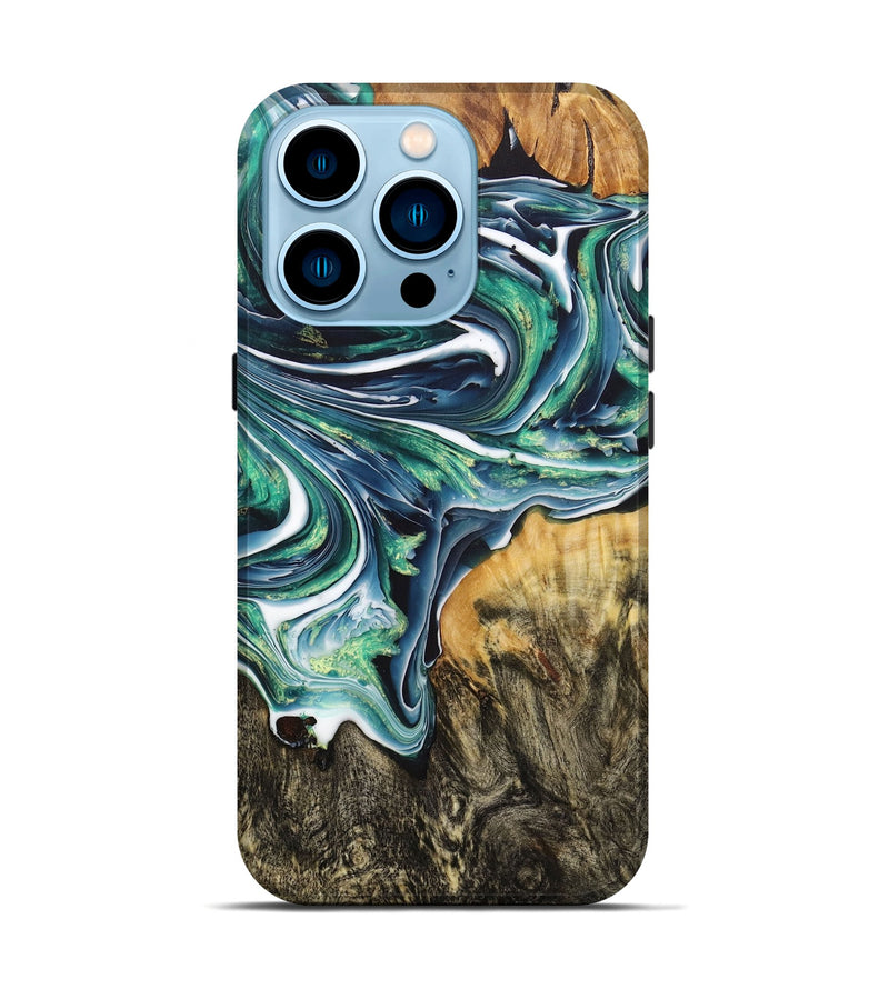 iPhone 14 Pro Wood+Resin Live Edge Phone Case - Cole (Blue, 707054)