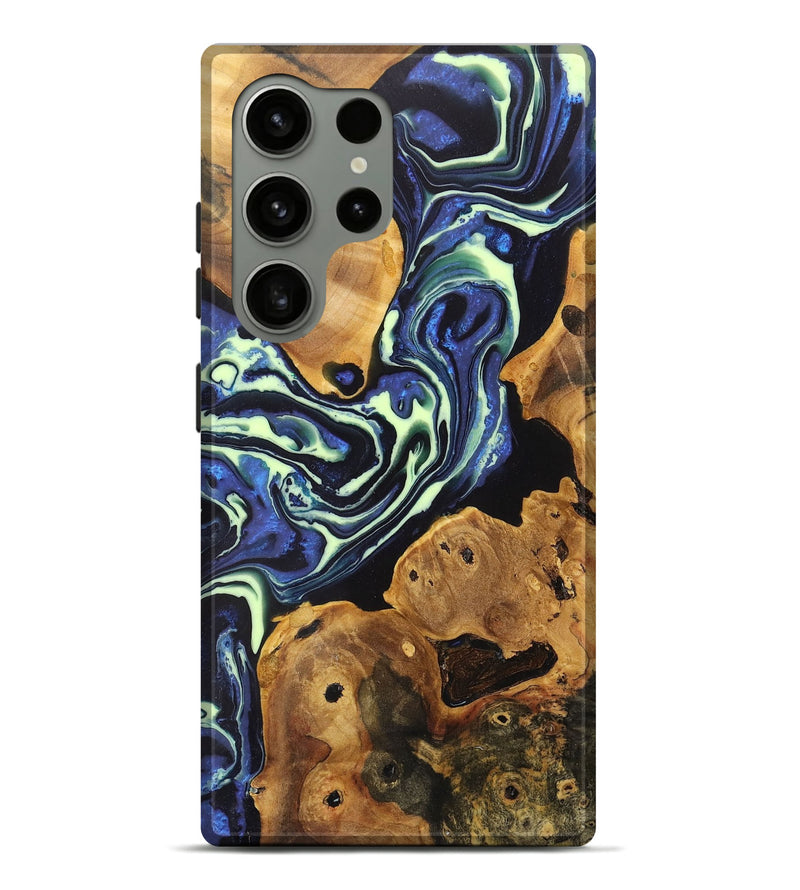 Galaxy S24 Ultra Wood+Resin Live Edge Phone Case - Messiah (Blue, 707060)