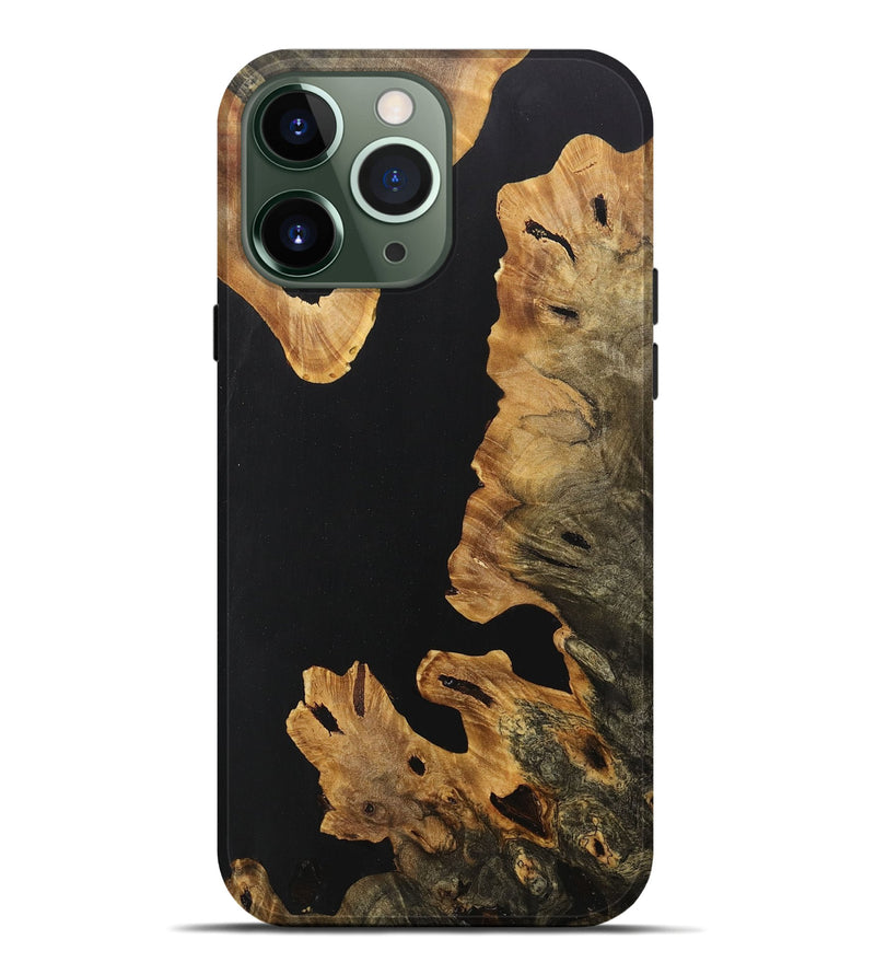 iPhone 13 Pro Max Wood+Resin Live Edge Phone Case - Jarrod (Pure Black, 707073)