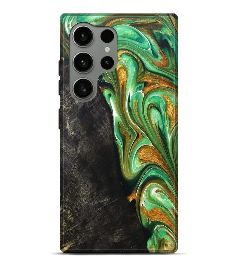 Galaxy S24 Ultra Wood+Resin Live Edge Phone Case - Nadine (Green, 707080)