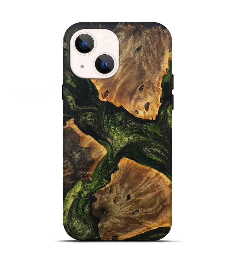 iPhone 13 Wood+Resin Live Edge Phone Case - Stacy (Green, 707082)