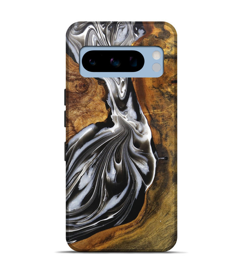 Pixel 8 Pro Wood+Resin Live Edge Phone Case - Tatum (Black & White, 707085)