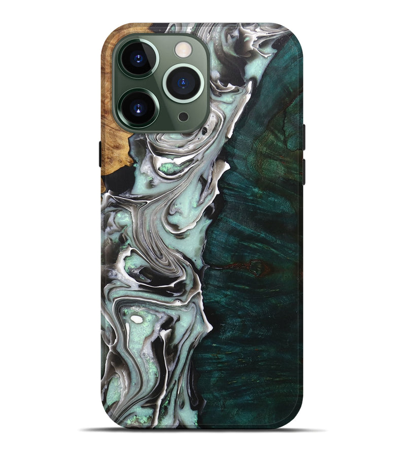 iPhone 13 Pro Max Wood+Resin Live Edge Phone Case - Dolores (Black & White, 707087)