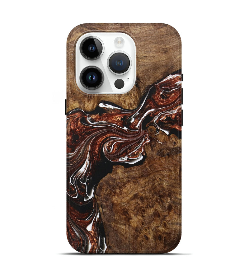 iPhone 15 Pro Wood+Resin Live Edge Phone Case - Easton (Black & White, 707090)