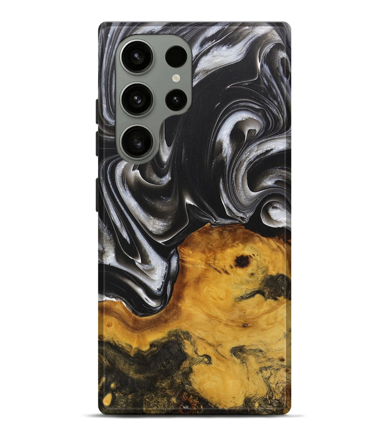 Galaxy S23 Ultra Wood+Resin Live Edge Phone Case - Dena (Black & White, 707091)