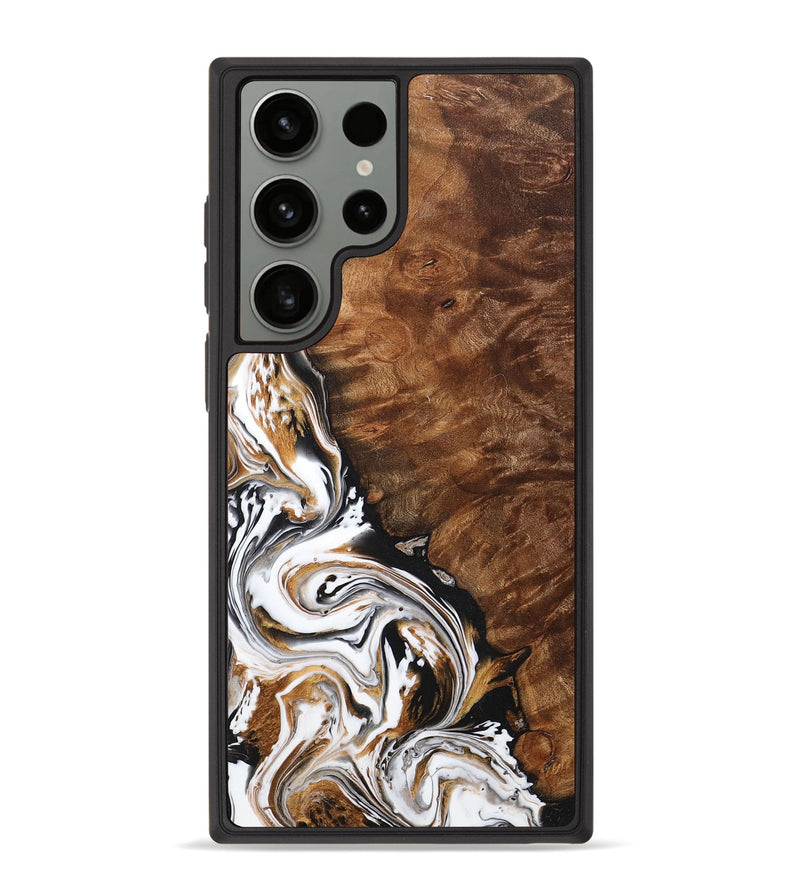 Galaxy S23 Ultra Wood+Resin Phone Case - Diamond (Black & White, 707117)