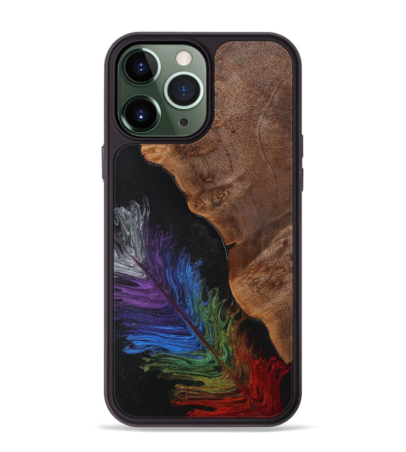 iPhone 13 Pro Max Wood+Resin Phone Case - Edward (Feather, 707399)