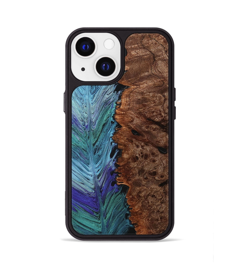 iPhone 13 Wood+Resin Phone Case - Alexia (Feather, 707408)