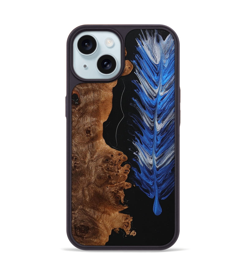 iPhone 15 Wood+Resin Phone Case - Deandre (Feather, 707412)