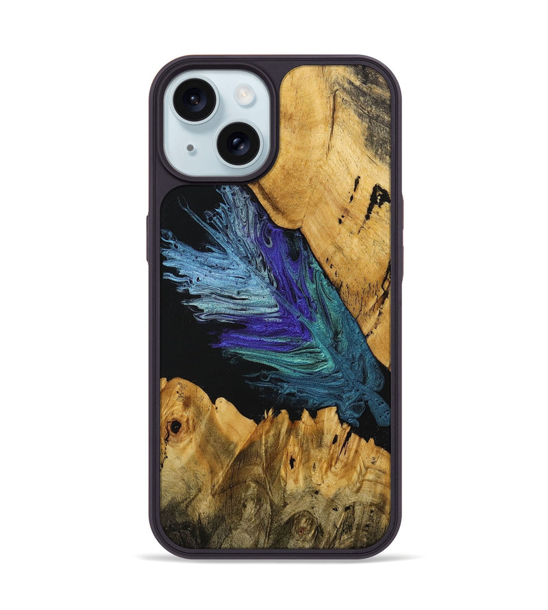 iPhone 15 Wood+Resin Phone Case - Ali (Feather, 707424)