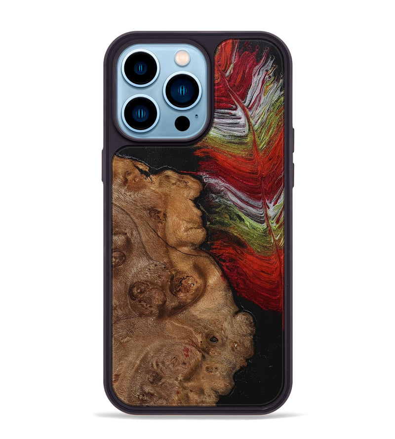 iPhone 14 Pro Max Wood+Resin Phone Case - Lila (Feather, 707438)