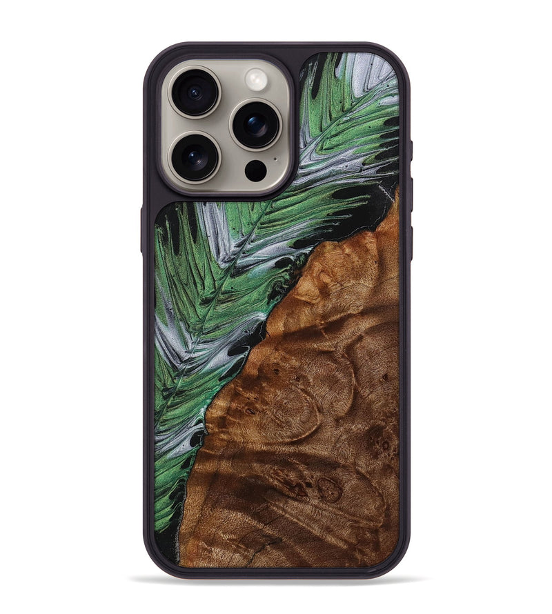 iPhone 15 Pro Max Wood+Resin Phone Case - Elmer (Feather, 707453)