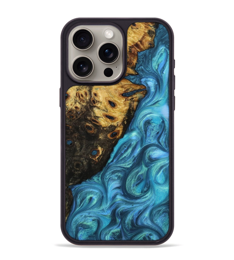 iPhone 15 Pro Max Wood+Resin Phone Case - Dorothy (Blue, 707596)