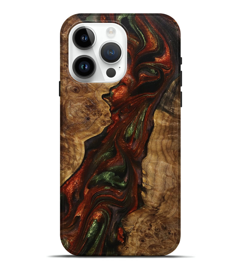 iPhone 15 Pro Max Wood+Resin Live Edge Phone Case - Lucia (Green, 707756)