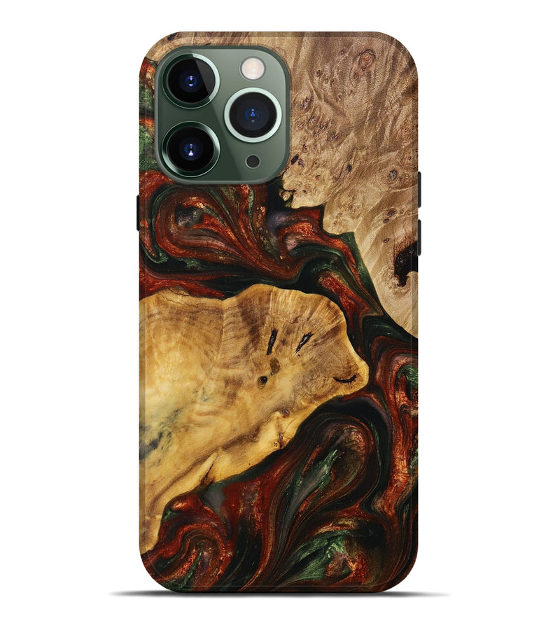 iPhone 13 Pro Max Wood+Resin Live Edge Phone Case - Wade (Green, 707757)