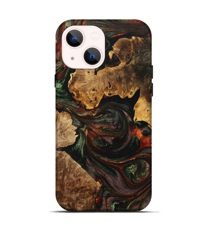 iPhone 14 Wood+Resin Live Edge Phone Case - Callum (Green, 707758)