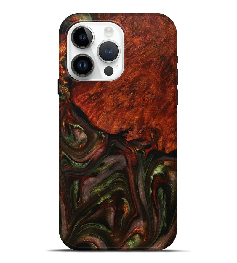 iPhone 15 Pro Max Wood+Resin Live Edge Phone Case - Ivy (Green, 707759)