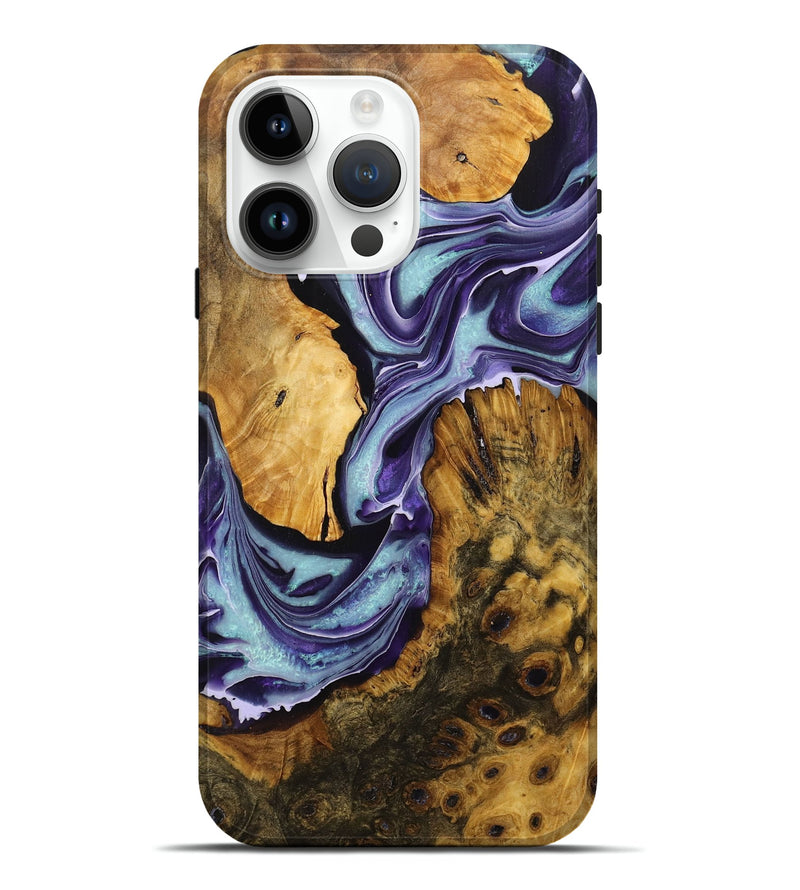 iPhone 15 Pro Max Wood+Resin Live Edge Phone Case - Emmett (Purple, 707762)