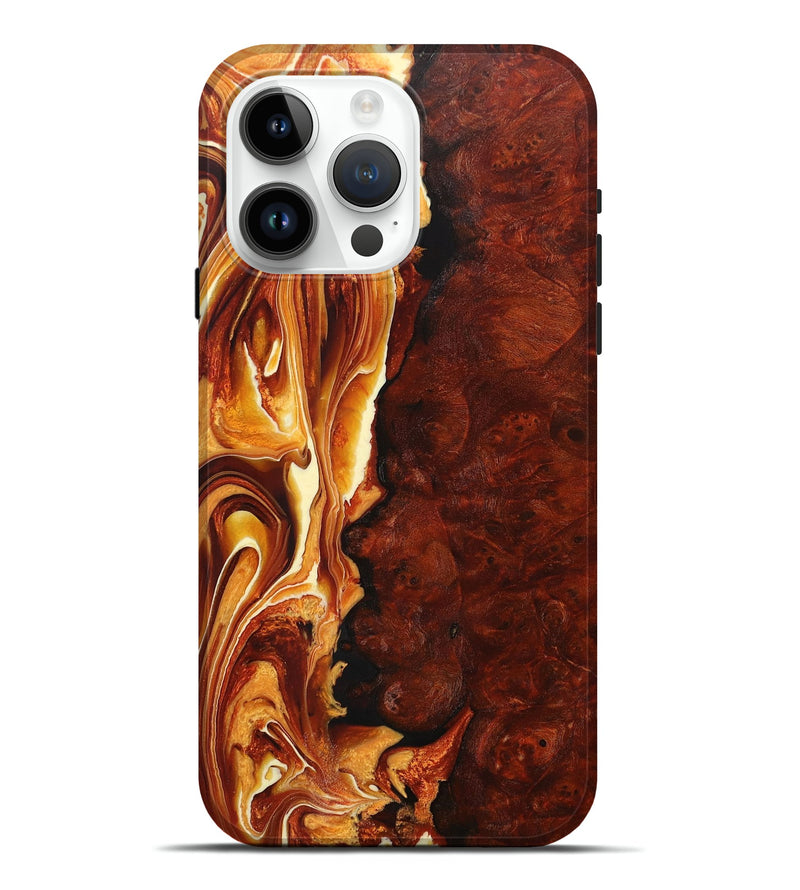 iPhone 15 Pro Max Wood+Resin Live Edge Phone Case - Mia (Red, 707773)