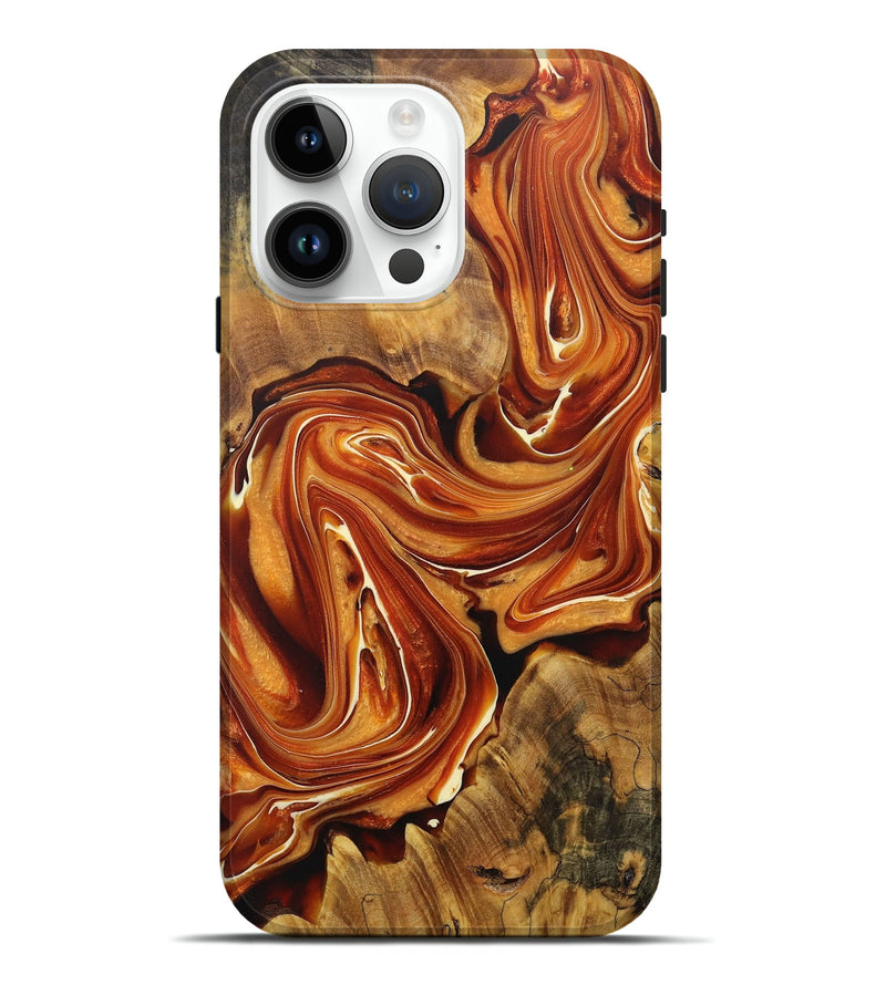 iPhone 15 Pro Max Wood+Resin Live Edge Phone Case - Janiya (Red, 707775)