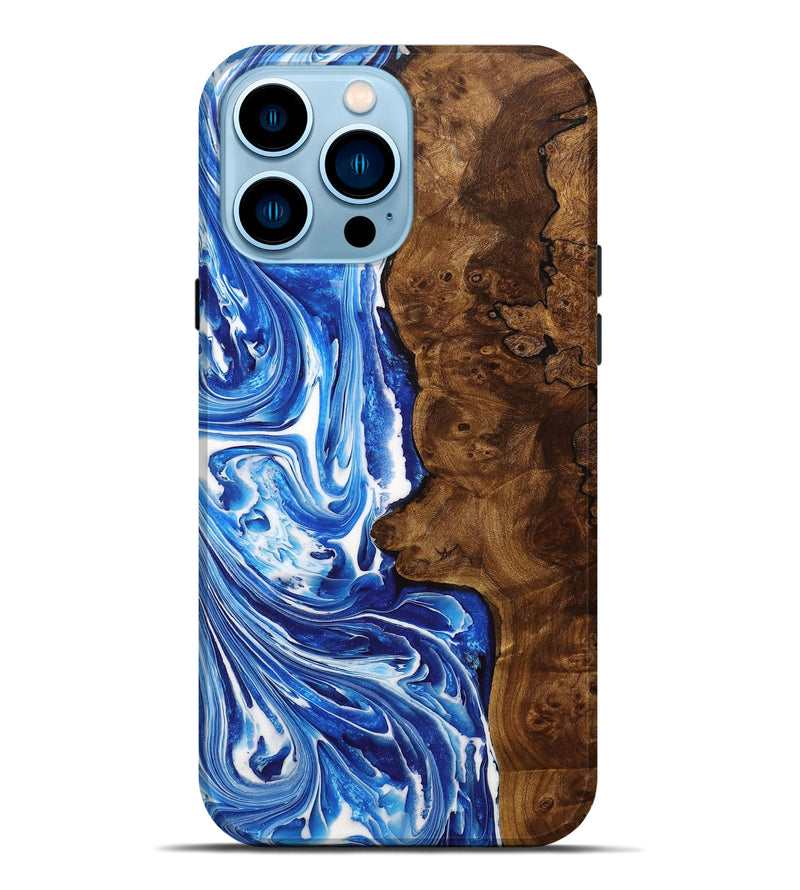 iPhone 14 Pro Max Wood+Resin Live Edge Phone Case - Ismael (Blue, 707779)