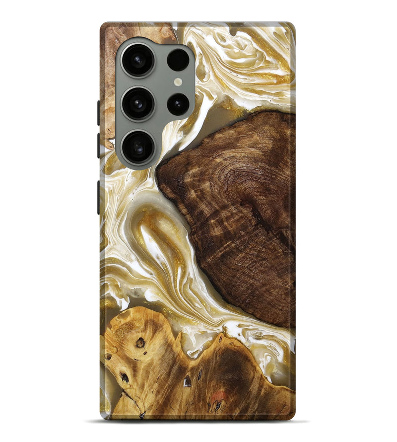 Galaxy S24 Ultra Wood+Resin Live Edge Phone Case - Maliyah (Black & White, 707791)