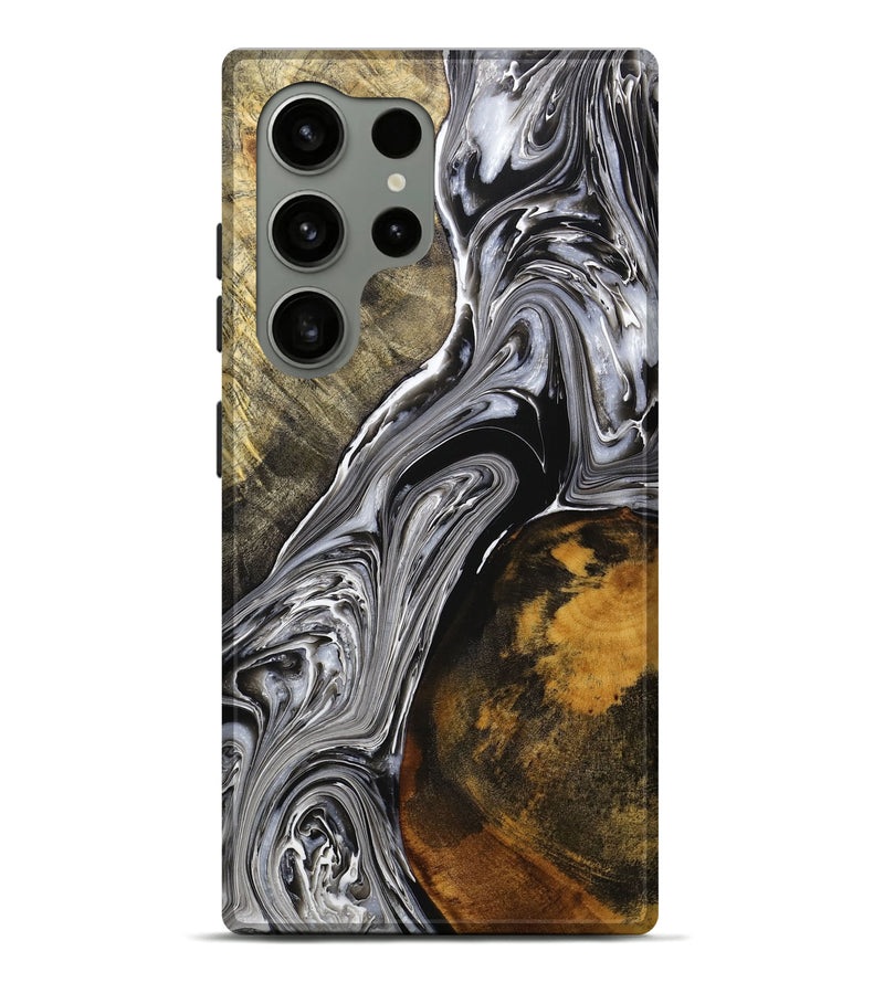 Galaxy S24 Ultra Wood+Resin Live Edge Phone Case - Myra (Black & White, 707792)