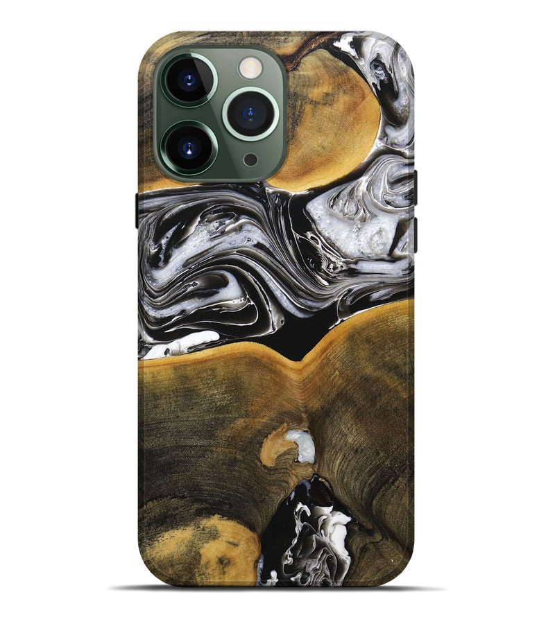 iPhone 13 Pro Max Wood+Resin Live Edge Phone Case - Lia (Black & White, 707794)