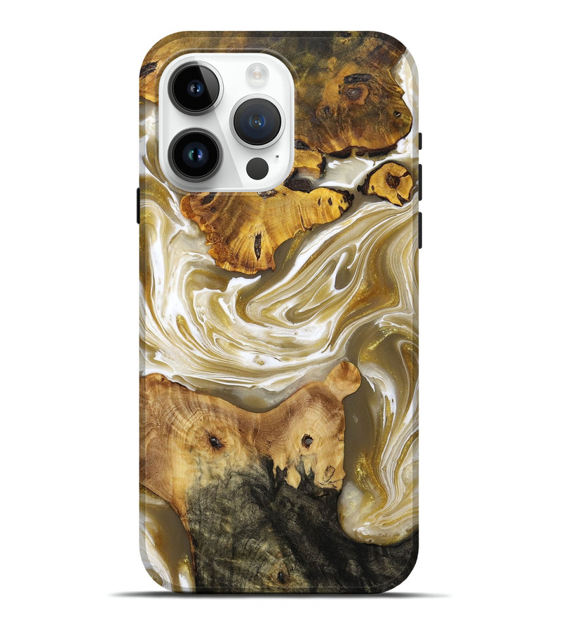 iPhone 15 Pro Max Wood+Resin Live Edge Phone Case - Rick (Black & White, 707797)
