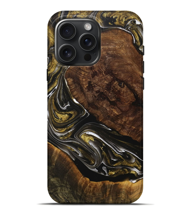 iPhone 16 Pro Max Wood+Resin Live Edge Phone Case - Sandy (Black & White, 707798)