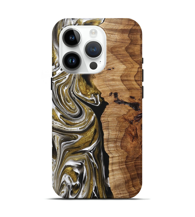 iPhone 15 Pro Wood+Resin Live Edge Phone Case - Niko (Black & White, 707799)