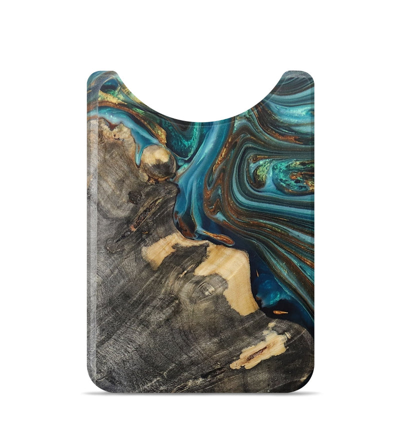 Live Edge Wood+Resin Wallet - Brooklyn (Teal & Gold, 707811)