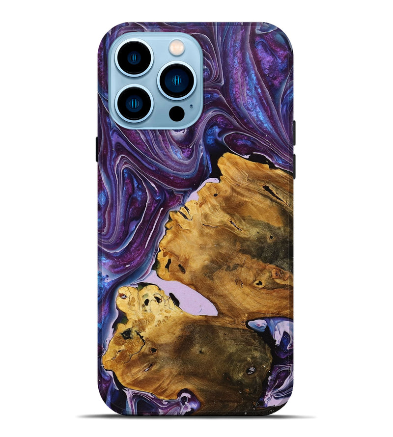 iPhone 14 Pro Max Wood+Resin Live Edge Phone Case - Juniper (Purple, 708427)