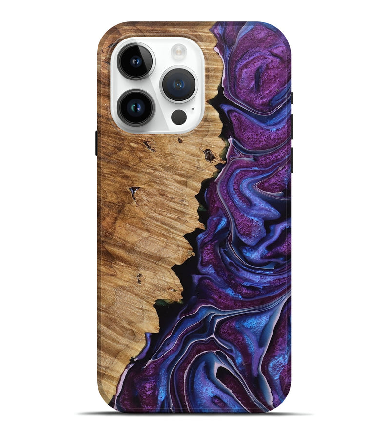 iPhone 15 Pro Max Wood+Resin Live Edge Phone Case - Cortney (Purple, 708428)