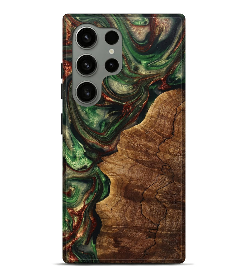 Galaxy S24 Ultra Wood+Resin Live Edge Phone Case - Catalina (Teal & Gold, 708432)