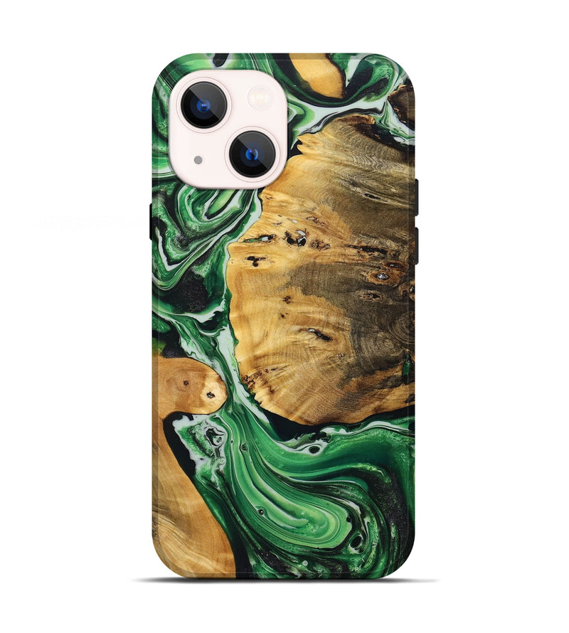 iPhone 13 Wood+Resin Live Edge Phone Case - Mckenzie (Green, 708435)