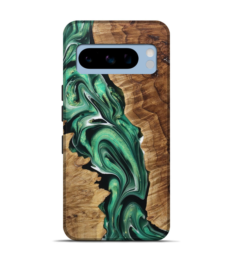 Pixel 8 Pro Wood+Resin Live Edge Phone Case - Sharyn (Green, 708436)