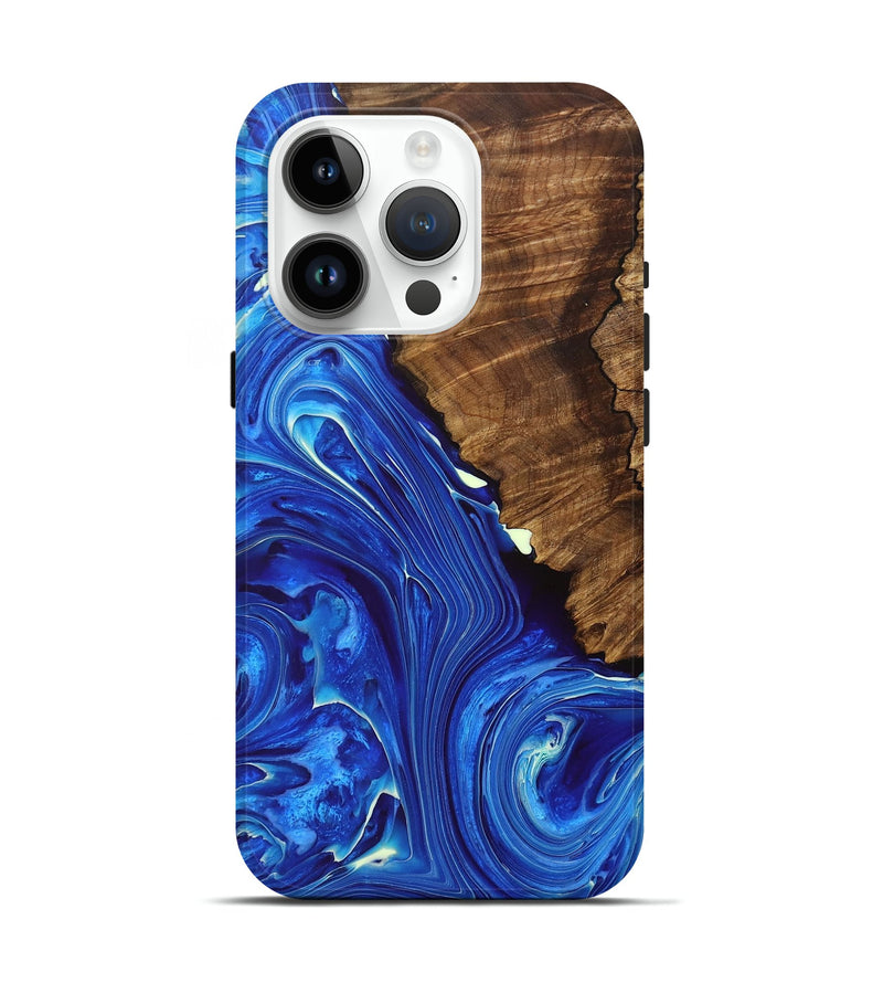 iPhone 15 Pro Wood+Resin Live Edge Phone Case - Rudy (Blue, 708453)
