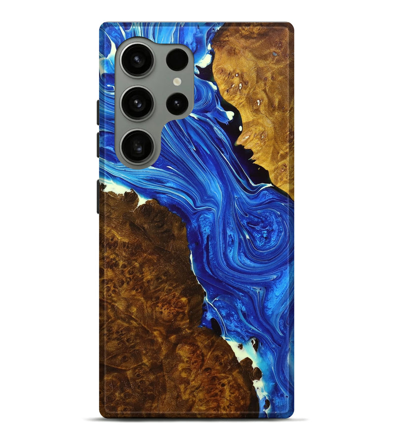 Galaxy S24 Ultra Wood+Resin Live Edge Phone Case - Ximena (Blue, 708454)