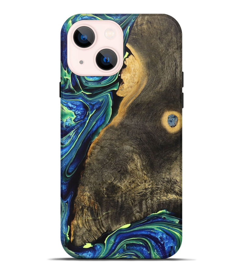 iPhone 14 Plus Wood+Resin Live Edge Phone Case - Richard (Blue, 708458)