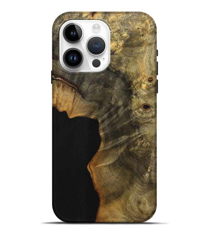 iPhone 15 Pro Max Wood+Resin Live Edge Phone Case - Hendrix (Pure Black, 708459)